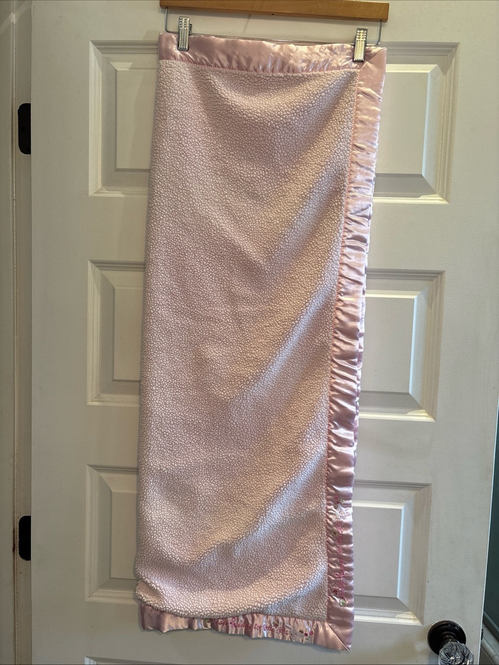 Carter’s Child of Mine Thank Heaven for Little Girls Pink Sherpa Satin Blanket